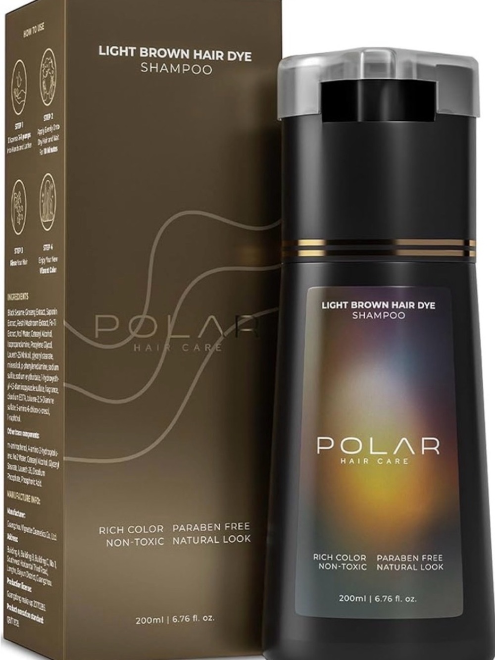 POLAR Light Brown Hair Dye Shampoo - 6.76 oz